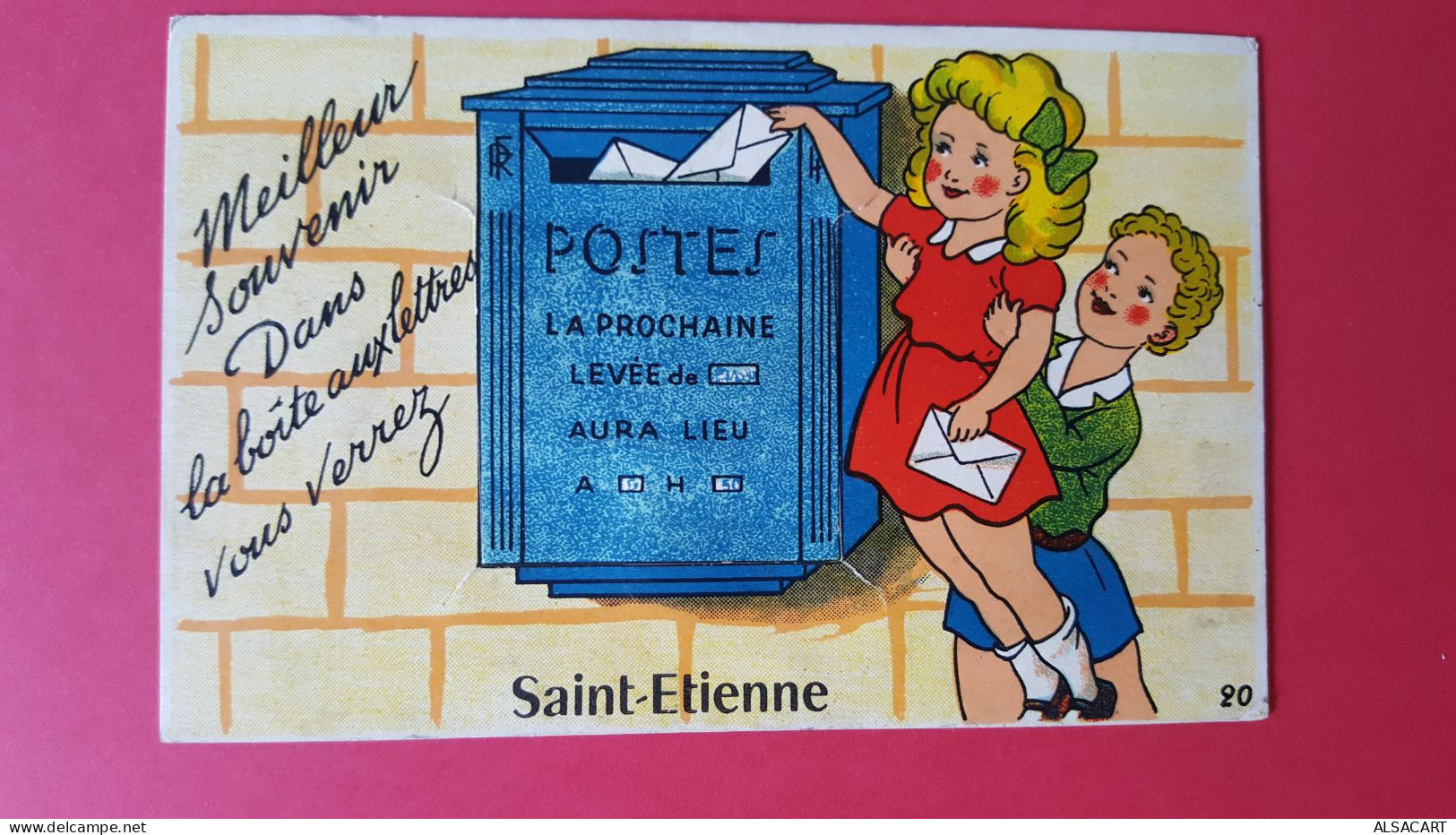 Carte Fantaisie à Systeme Petite Fille Et Boite Aux Lettres , Souvenir De Saint Etienne 42 - Mechanical