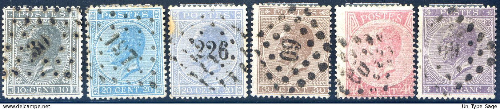 Belgique COB N°17 à 21 Oblitérés - Cote 219€ - (F3098) - 1865-1866 Profiel Links
