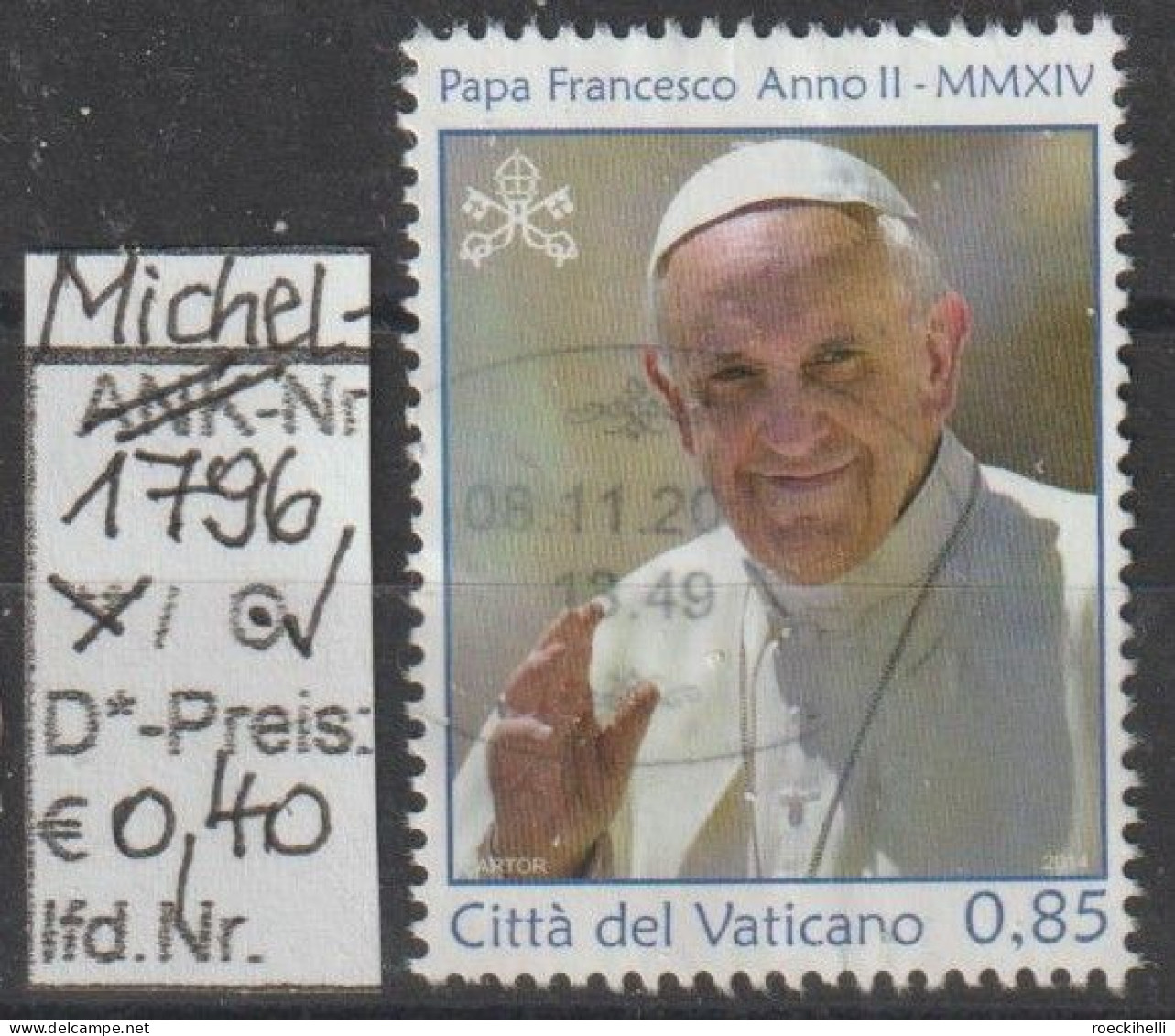 2014 - VATIKAN - SM "2. Pontifikatsjahr V. Papst Franziskus" 0,85 € Mehrf. - O Gestempelt - S.Scan (1796o Vatikan) - Used Stamps