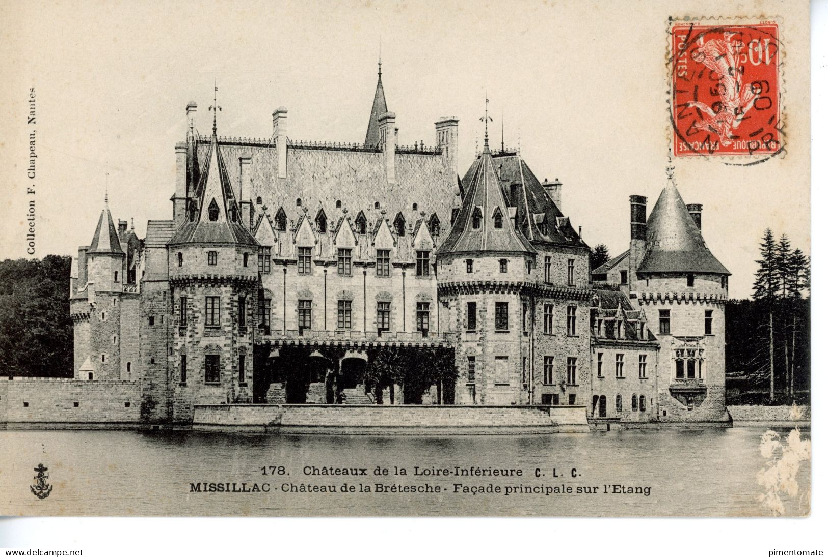 MISSILLAC CHATEAU DE LA BRETESCHE COTE DE L'ENTREE COTE DU PARC TOURELLES FACADE EST ET TERRASSE LOT 4 CARTES - Missillac