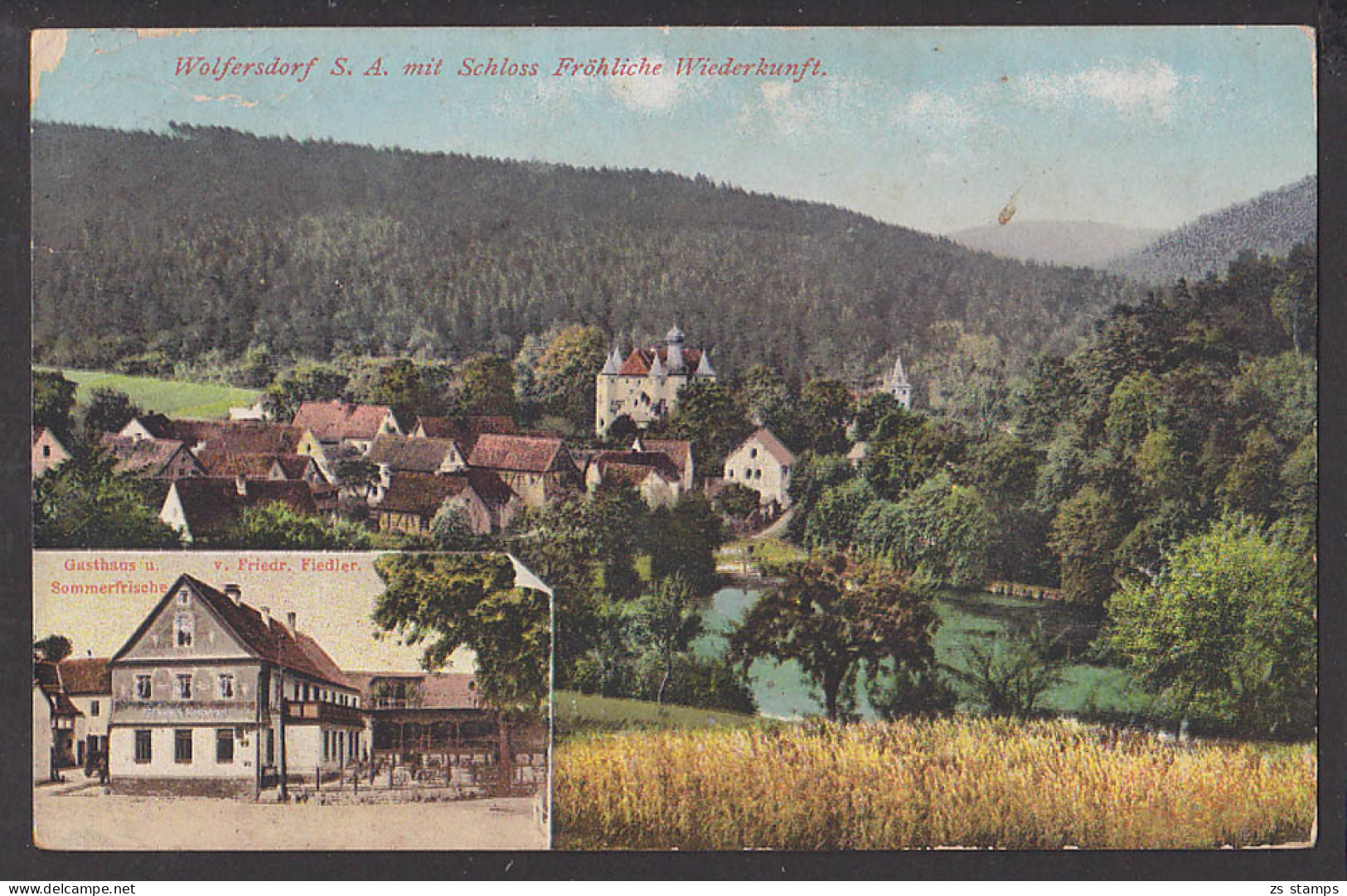 Wolfersdorf Schloss Fröhliche Wiederkunft Gaststätte Sommerfrische CAK 1912 - Stadtroda