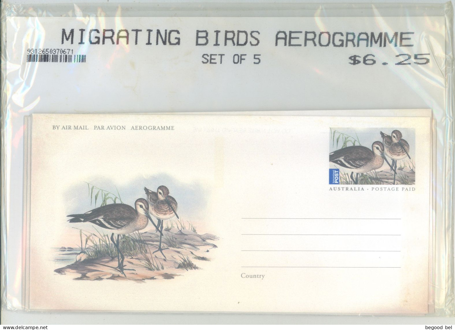 AUSTRALIA - AEROGRAMME COMPLETE SET OF 5 IN THE ORIGINAL ENCLOSED PACKAGING - 2009 - MIGRATING BIRDS -  Lot 25752 - Aerograms