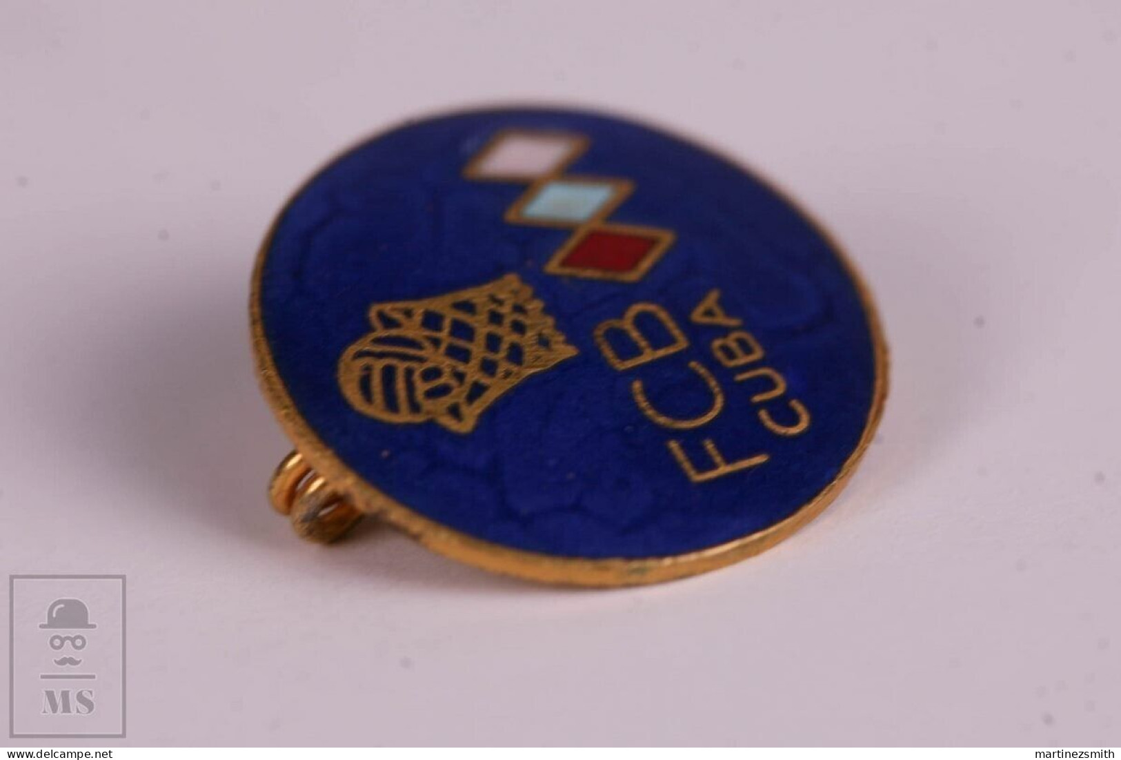 Vintage Enameled FCB Cuba Badge - Cuban Basketball Federation - 19 Mm Diameter - Basketball