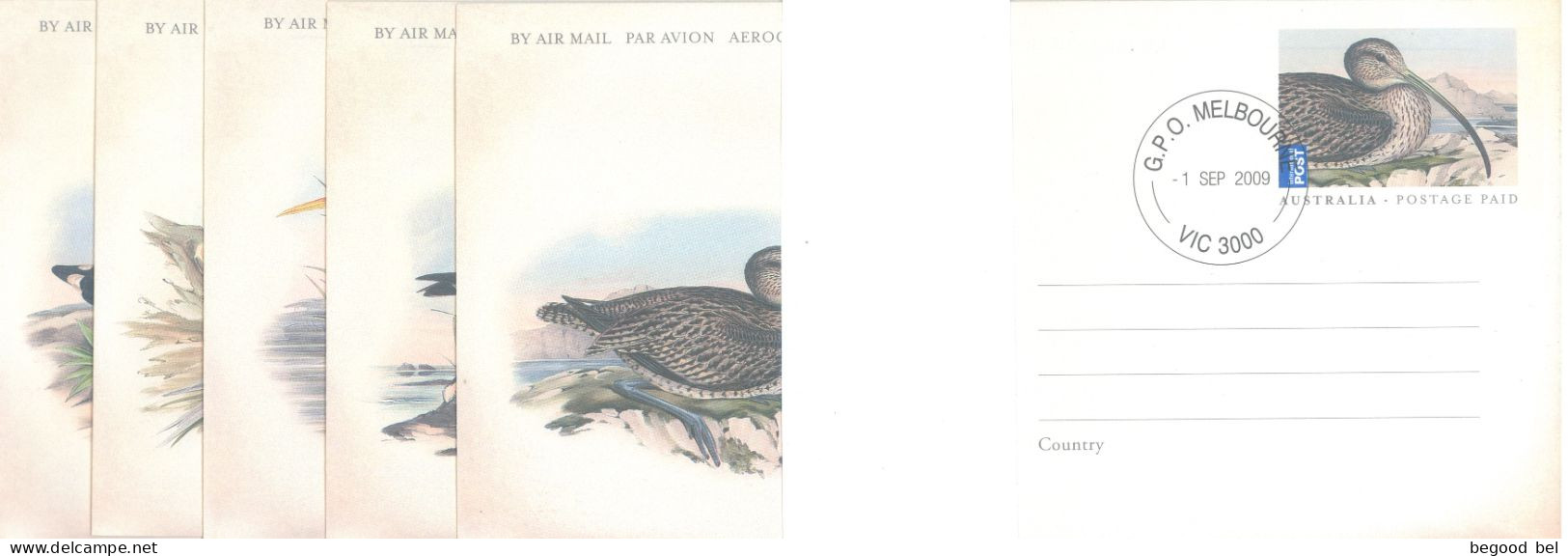 AUSTRALIA - AEROGRAMME COMPLETE SET OF 5  - FDC 1.9.2009 - MIGRATING BIRDS -  Lot 25753 - Aérogrammes