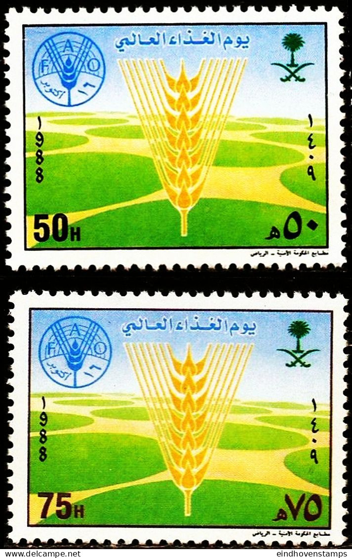 Saudi Arabia, 1988 World Food Day 2 Values MNH, SA-88-11 Ear Of Corn, - Agriculture