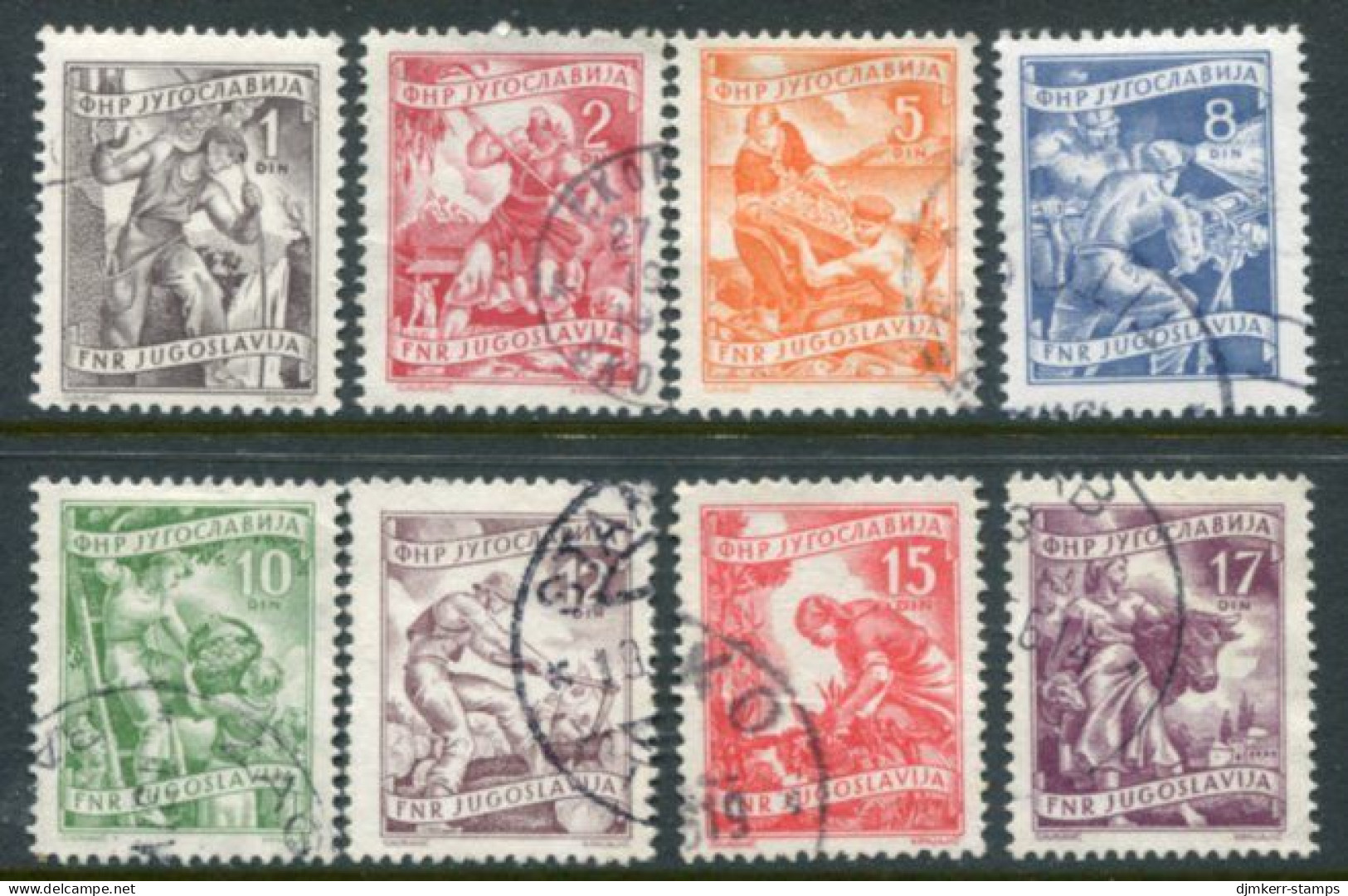 YUGOSLAVIA 1952-55 Occupations Definitive Lithographed Set Of 8 Used.  Michel 717-23, 760 - Usati