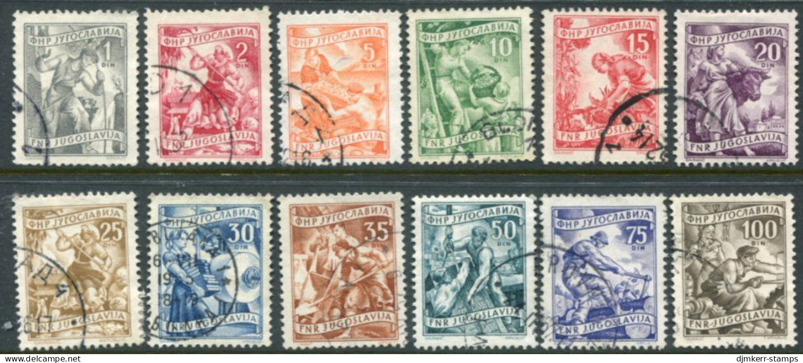 YUGOSLAVIA 1951 Occupations Definitive Recess-printed Set Of 12 Used.  Michel 677-88;  SG 705-16 - Used Stamps