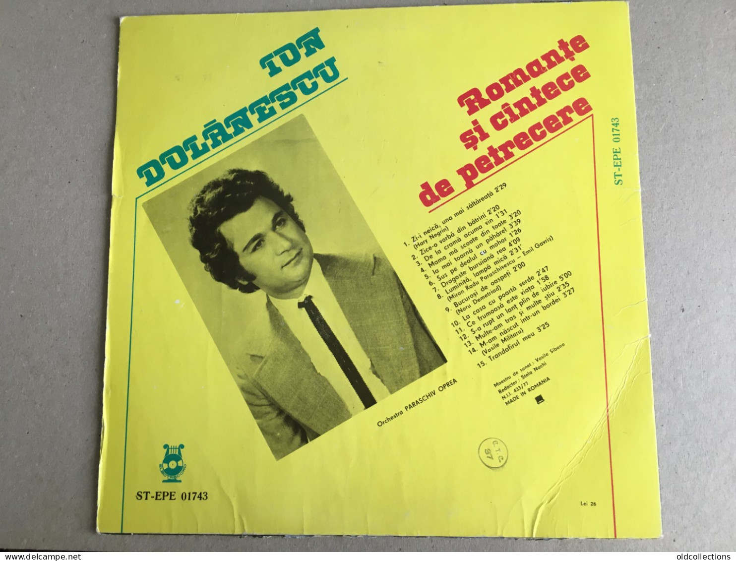 Schallplatte Vinyl Record Disque Vinyle LP Record - Romania Ion Dolanescu Folk Music - Música Del Mundo