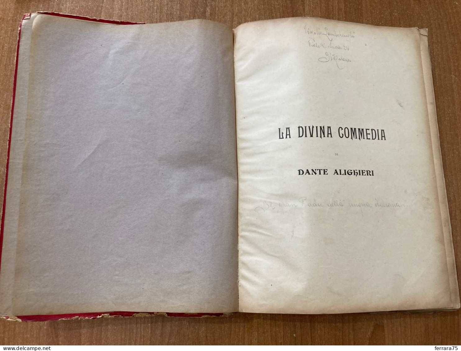 LA DIVINA COMMEDIA DI DANTE ALIGHIERI ILLUSTRATA DA GUSTAVO DORE'-SONZOGNO 1906. - Livres Anciens