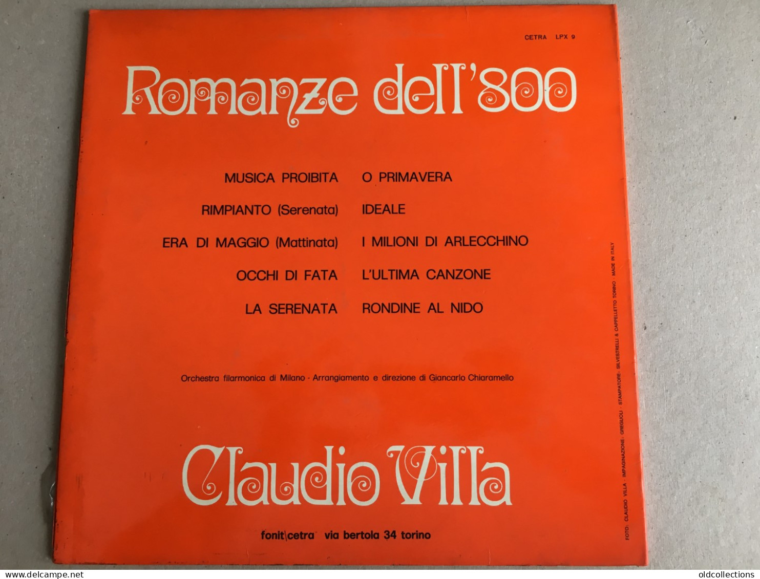 Schallplatte Vinyl Record Disque Vinyle LP Record - Claudio Villa Romanze Dell 800  - Altri - Musica Italiana