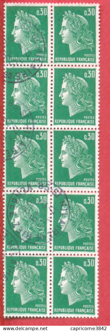 MARIANNE DE CHEFFER Typographié - Bloc De 10 Tp Oblitérés N° 1611 - 1967-1970 Marianna Di Cheffer