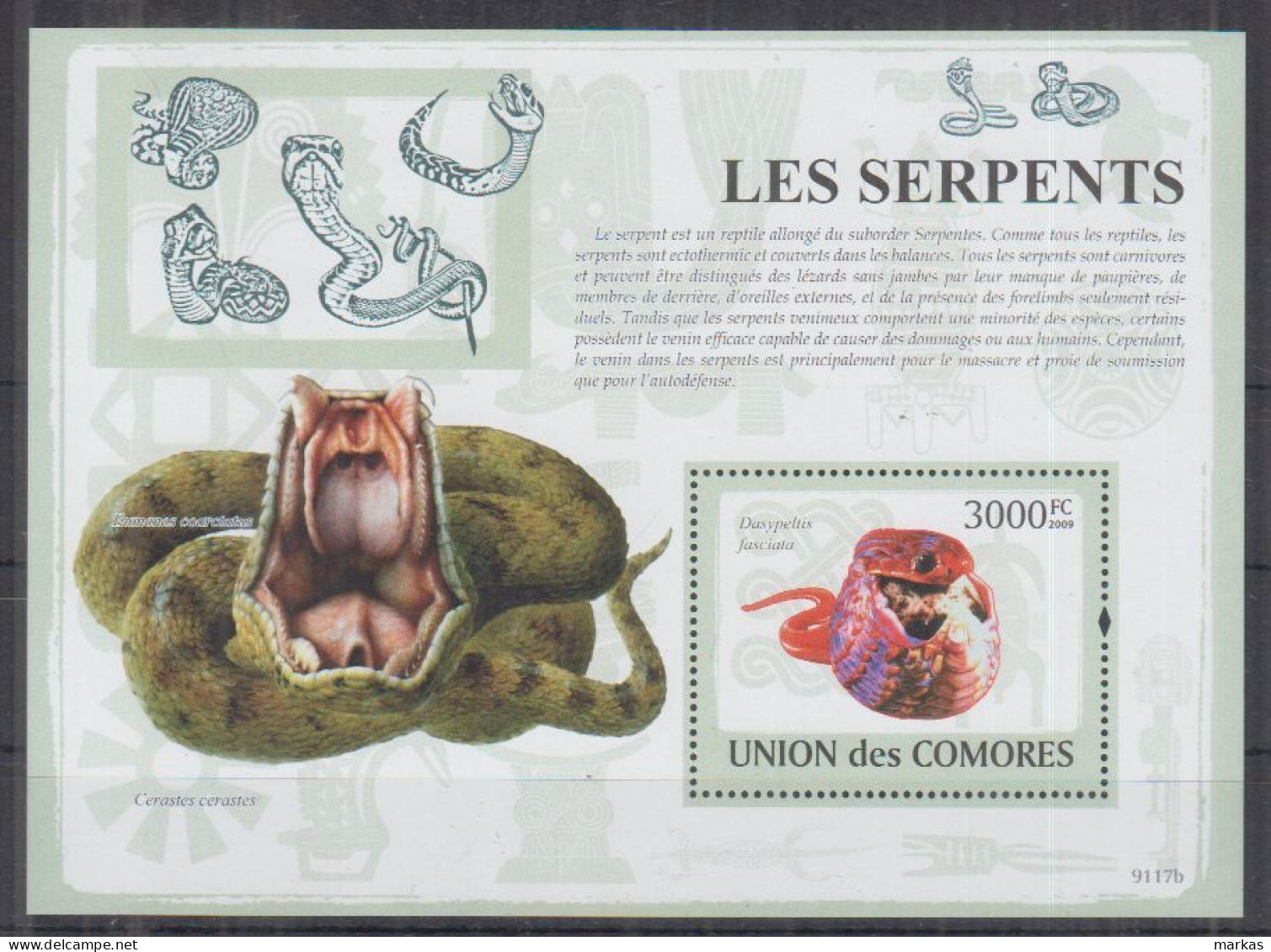 E13. Comoro MNH 2009 Fauna - Animals - Snakes - Serpents