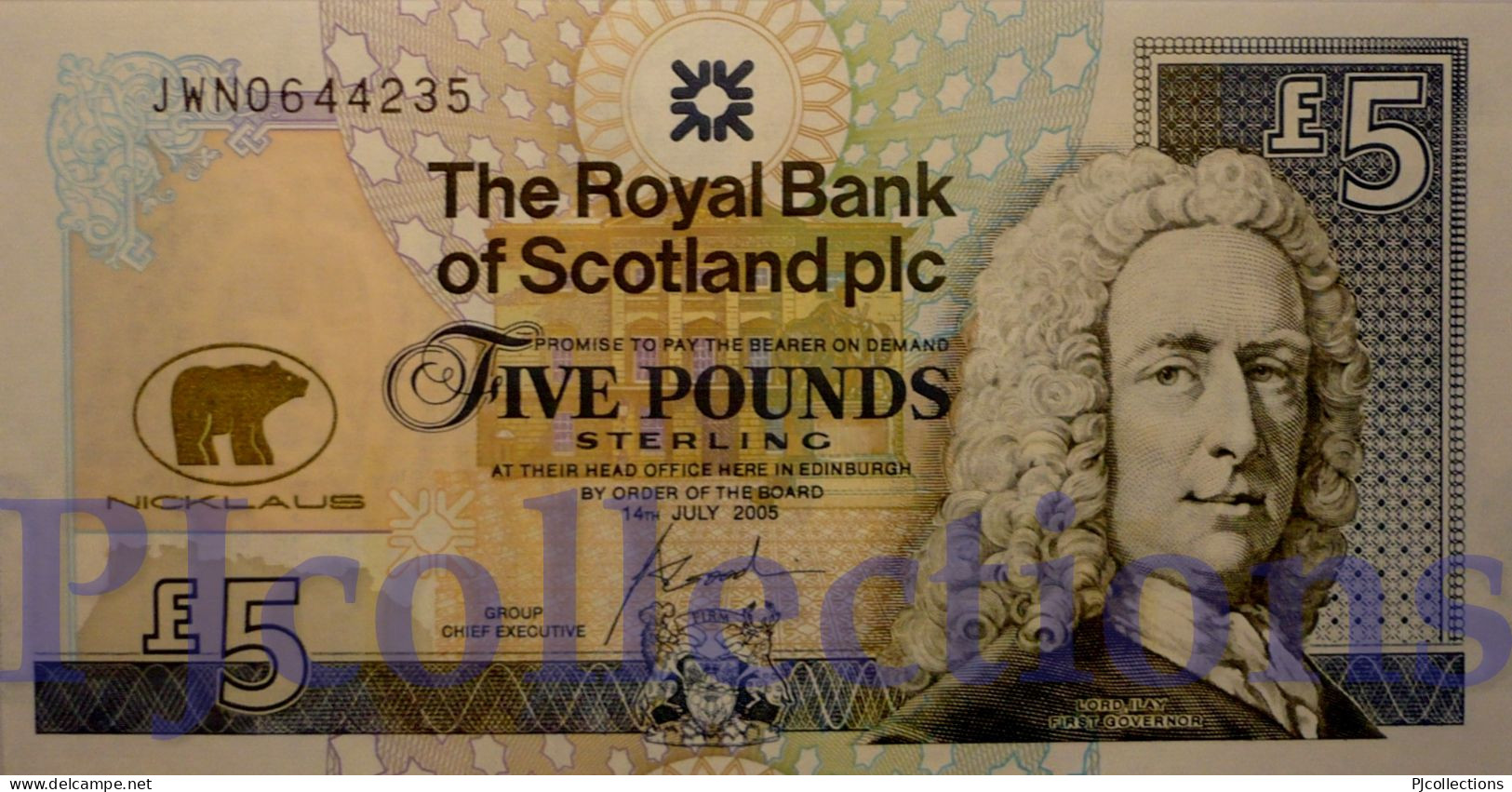 SCOTLAND 5 POUNDS 2005 PICK 365 UNC - 5 Pounds