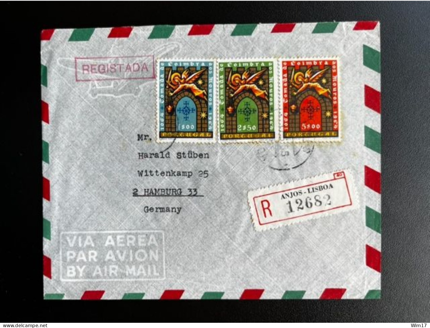 PORTUGAL 1965 REGISTERED LETTER ANJOS LISBON LISBOA TO HAMBURG 17-05-1965 REGISTADA - Briefe U. Dokumente