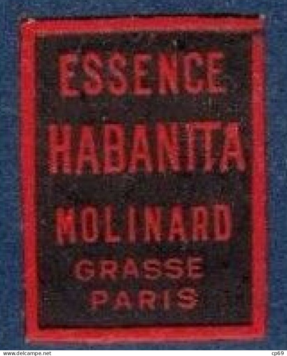 Etiquette Gaufrée Parfum Essence Habanita Molinard Grasse - Paris 1,7 Cm X 2,3 Cm En Superbe.Etat - Etichette