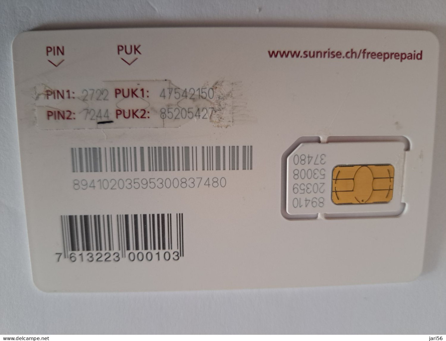 ZWITSERLAND  CHIPCARD /GSM/SIM/ SUNRISE / FREE PREPAID /  USED  CARD  **13657** - Schweiz