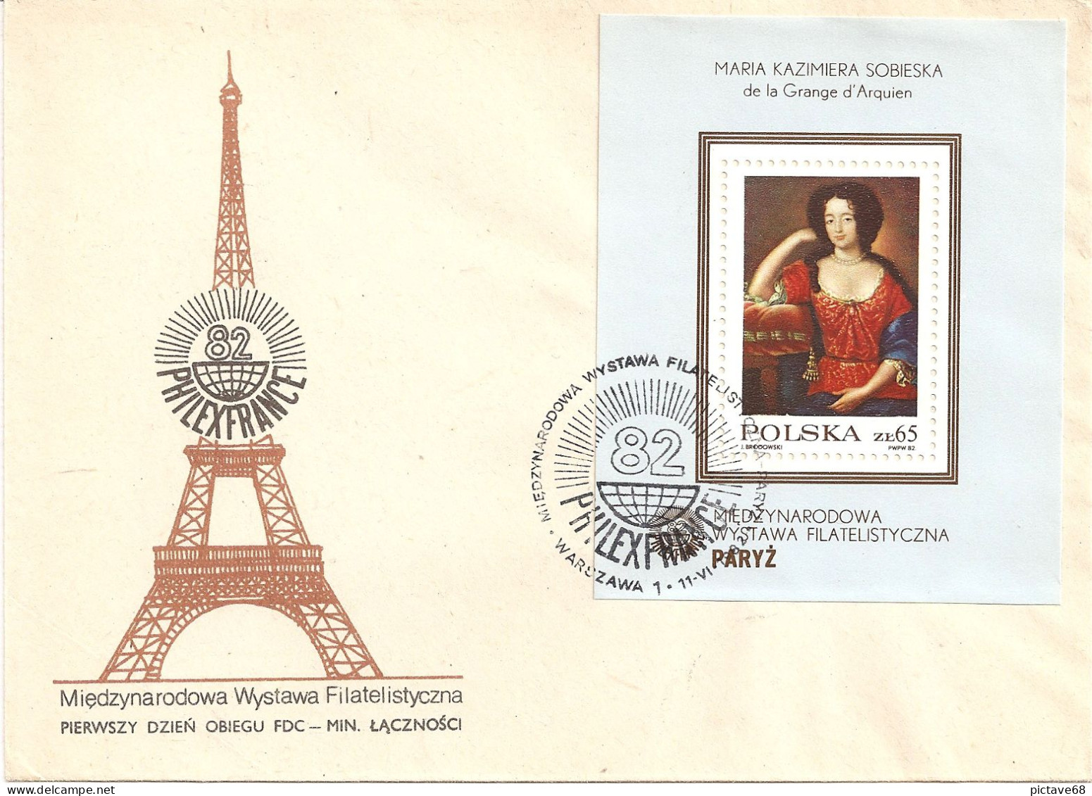 POLOGNE / TOUR EIFFEL / ENVELOPPE FDC BF N° 96 COMMEMORATION PHILEXFRANCE82 - Denkmäler