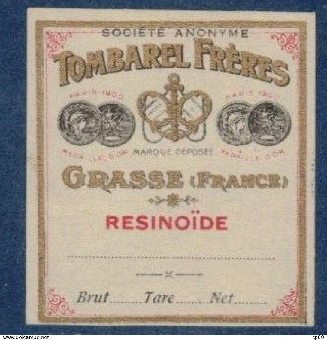 Etiquette Parfum Resinoïde Tombarel Frères à Grasse 3,8 Cm X 4,1 Cm Superbe.Etat - Etiquettes