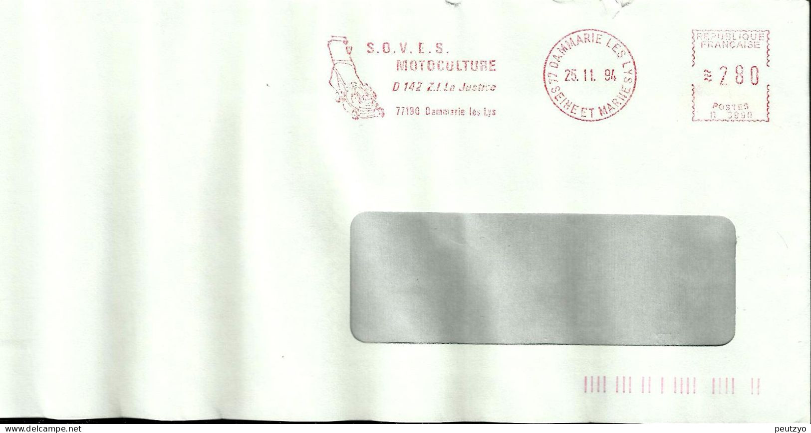 Lettre Entiere EMA  Soves Motoculture  Agriculture Tondeuse à Gazon Metier Industrie 77 Dammarie Les Lys  B/486 - Agriculture