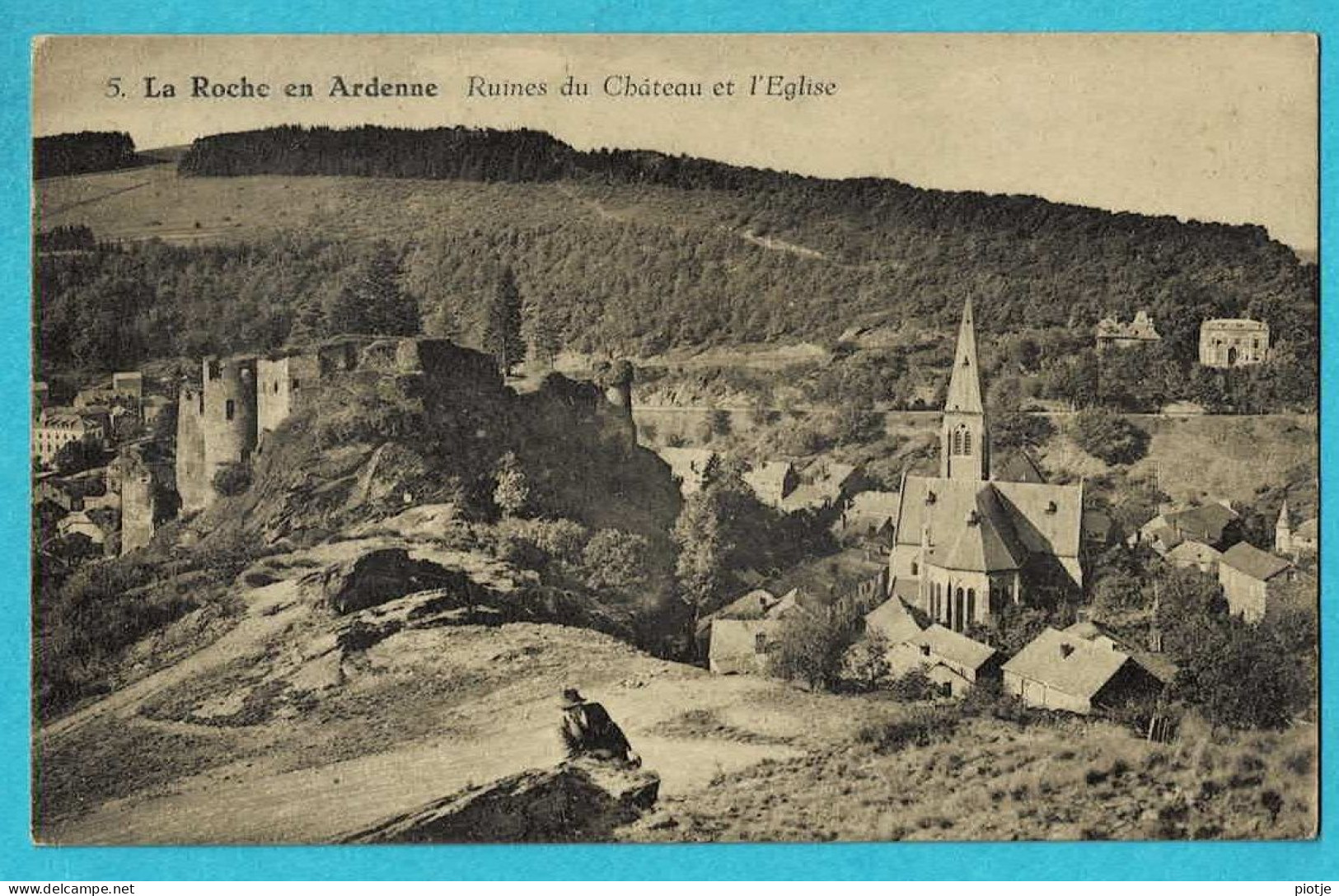 * La Roche En Ardenne (Luxembourg - La Wallonie) * (Photo Belge Lumière, Nr 5) Ruines Du Chateau Et L'église, Panorama - La-Roche-en-Ardenne