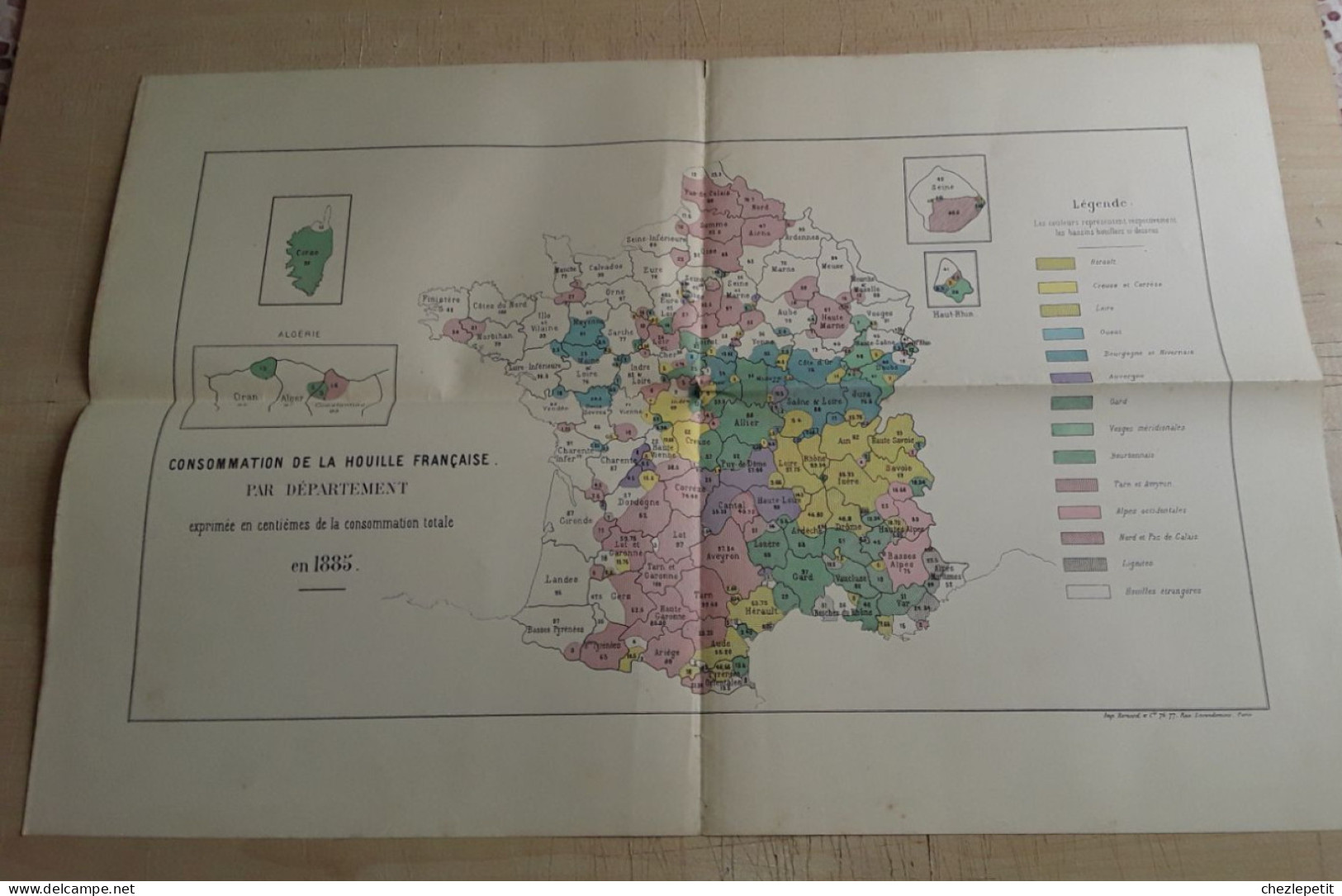 Lot 2 Cartes 1885 Consommation De La Houille Française Et étrangère Charbon - Autres & Non Classés