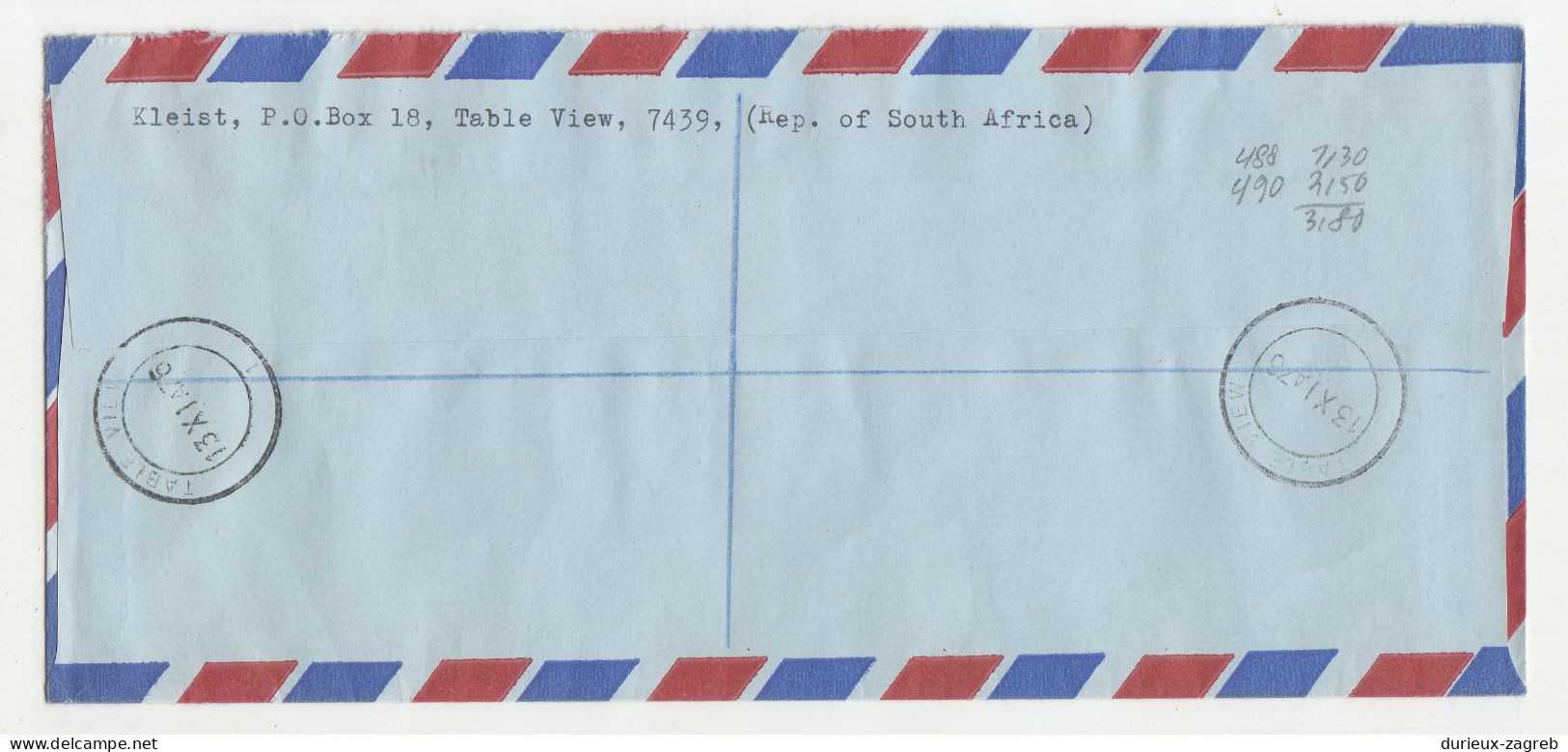 South Africa Air Mail Letter Cover Posted Registered 1976 Table View To Germany B230701 - Brieven En Documenten