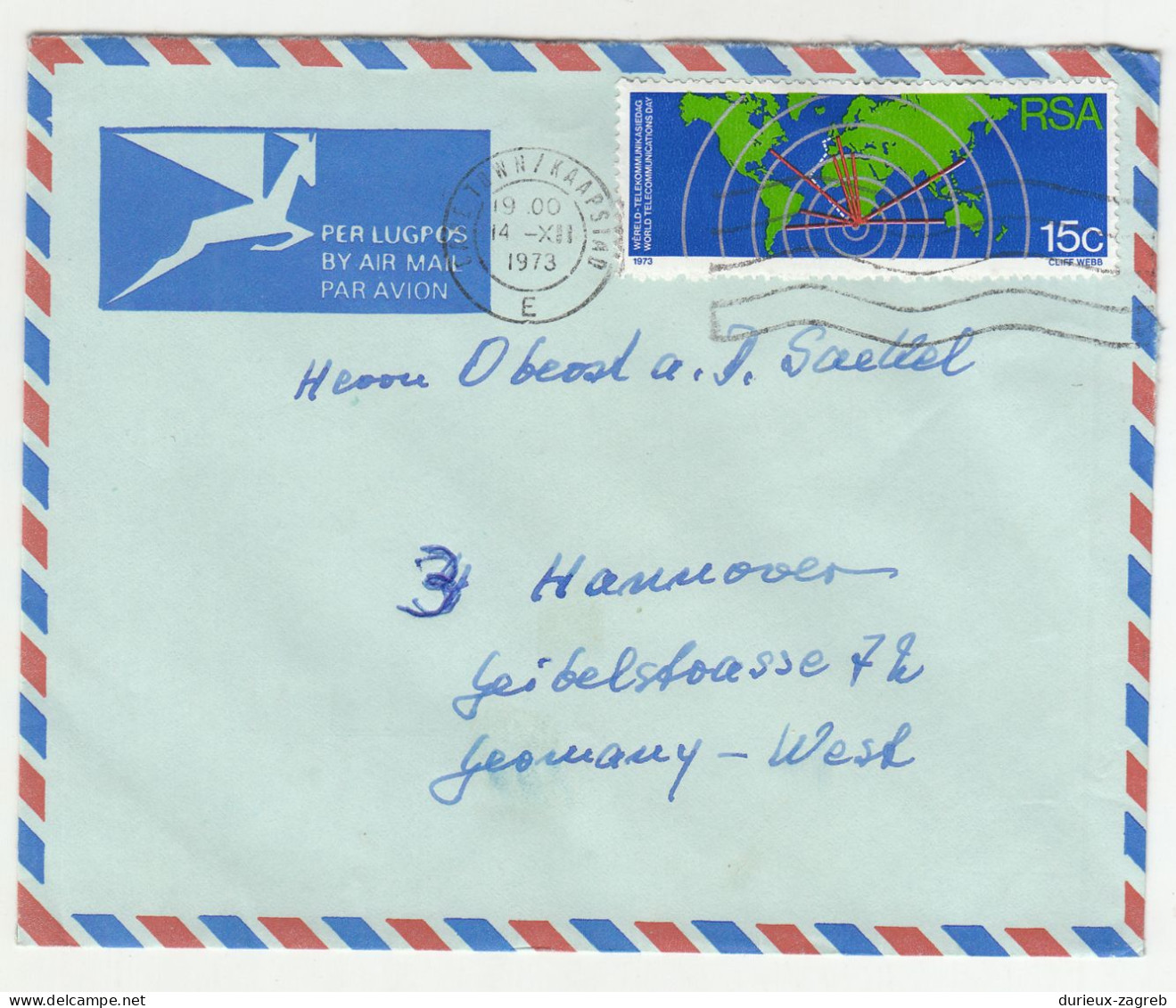 South Africa Air Mail Letter Cover Posted 1973 To Germany B230701 - Briefe U. Dokumente