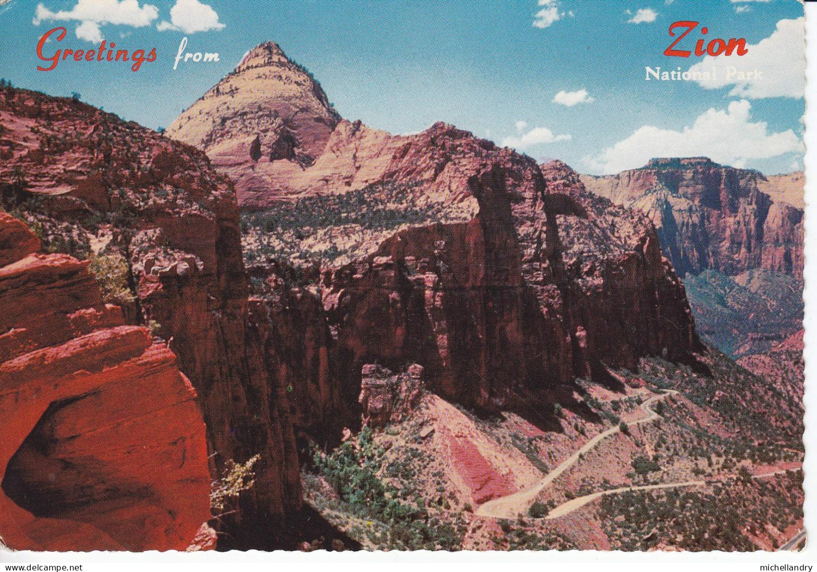 Carte Postal (122986) Zion National Park Utah Mt Carmel Highway Timbre USA10c 4 Aout 1980 - Zion