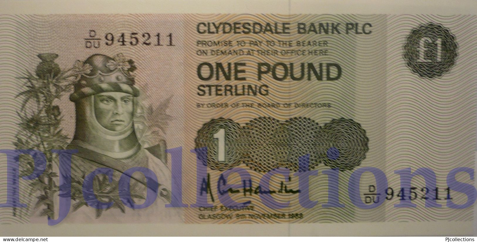 SCOTLAND 1 POUND 1988 PICK 211d UNC - 5 Pond