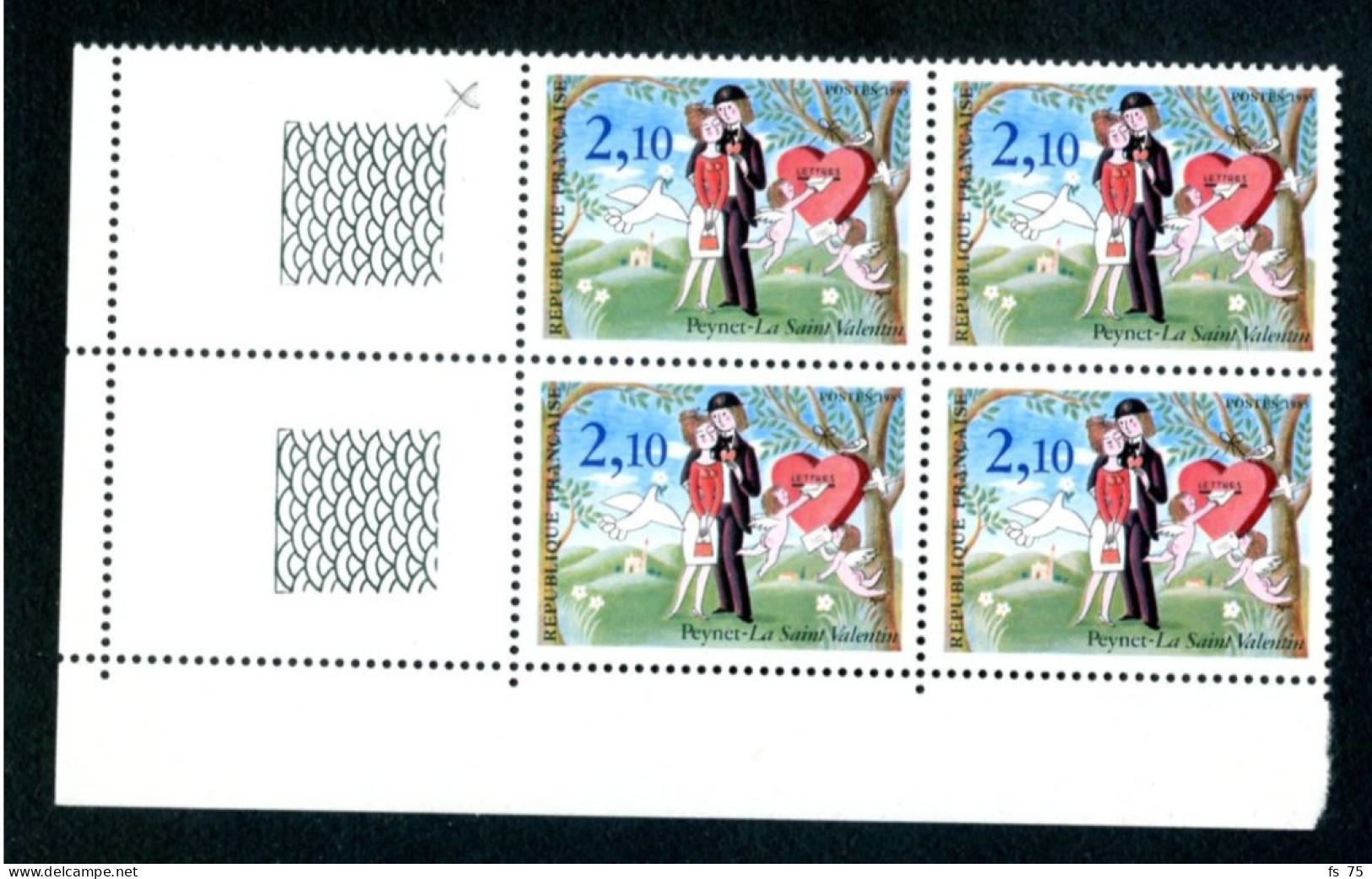 N°2354 2F10 ST VALENTIN - 6 VARIETES OISEAU SUR LA BRANCHE DANS 4 BLOCS DE 4 - 1 PAIRE ET 1 ISOLE - SANS CHARNIERE ** - Ungebraucht