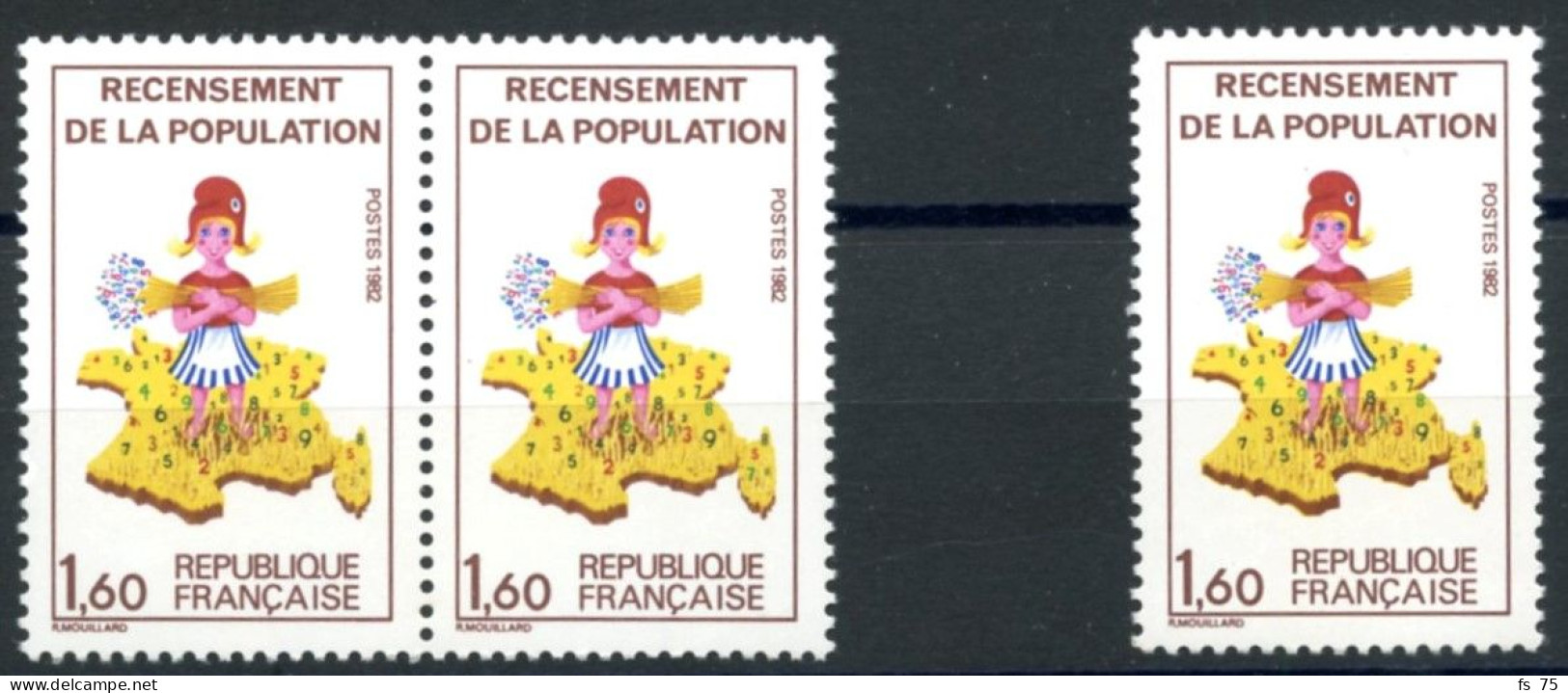 FRANCE - N°2202 1F60 RECENSEMENT - 6 VARIETES SANS LE 7 SUR LA CORSE - SANS CHARNIERE ** - Unused Stamps
