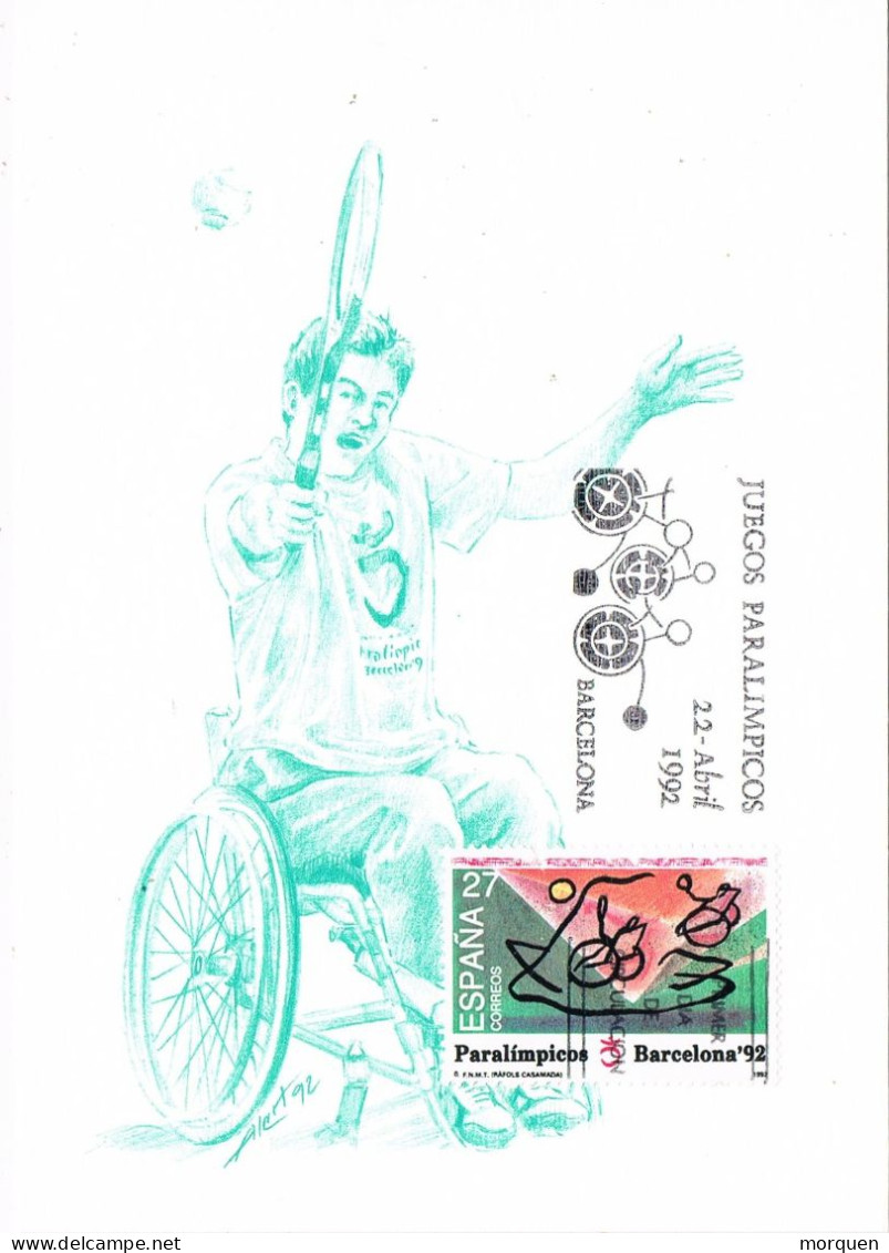 50593. Tarjeta Maxima BARCELONA 1992. Juegos Paralimpicos, Tenis - Tarjetas Máxima