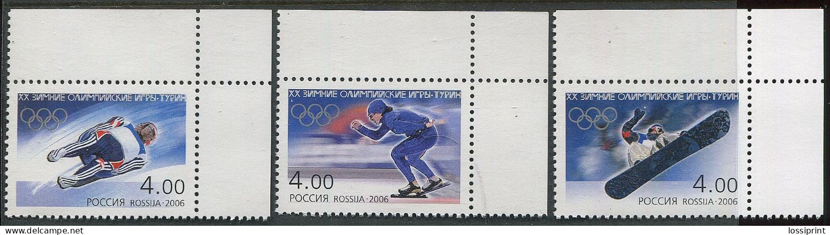 Russia:Unused Stamps Torino Olympic Games 2006, MNH, Corners - Hiver 2006: Torino