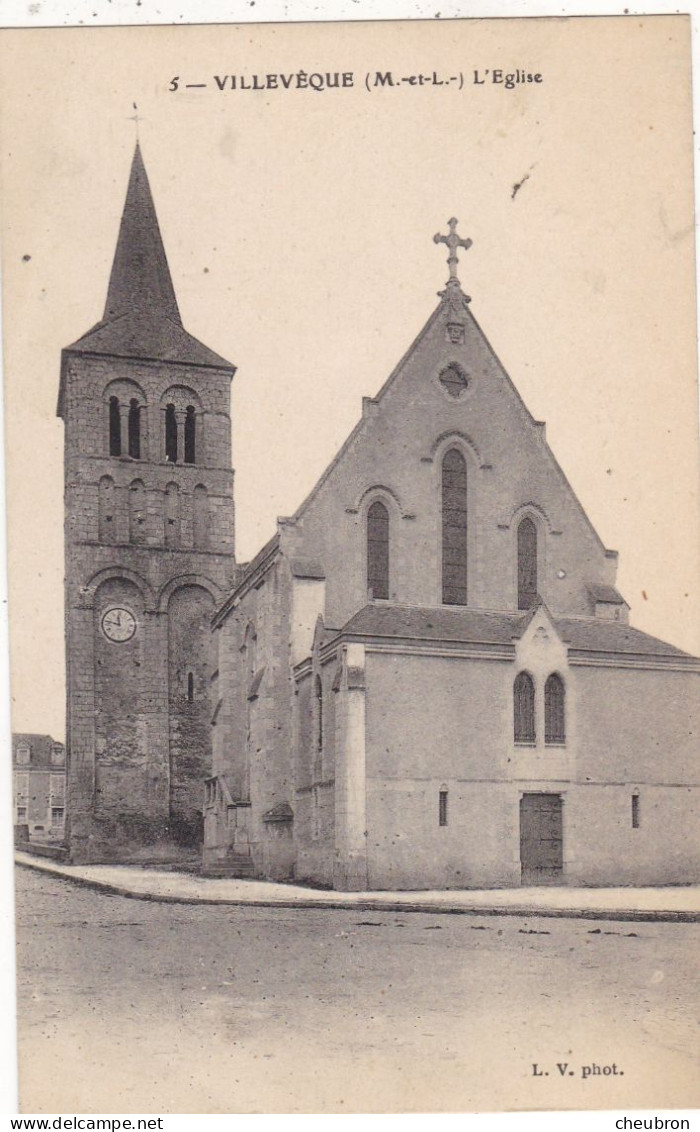 49 . VILLEVEQUE. CPA. L' EGISE + TEXTE - Allonnes