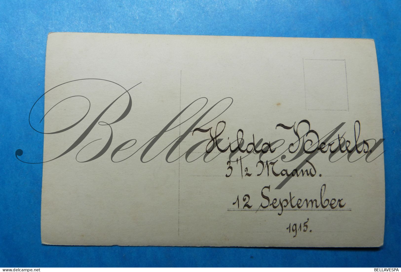 Carte Photo Bebe Hilda Berteles 3 ,5 Maand - 12 September 1915 - Genealogy