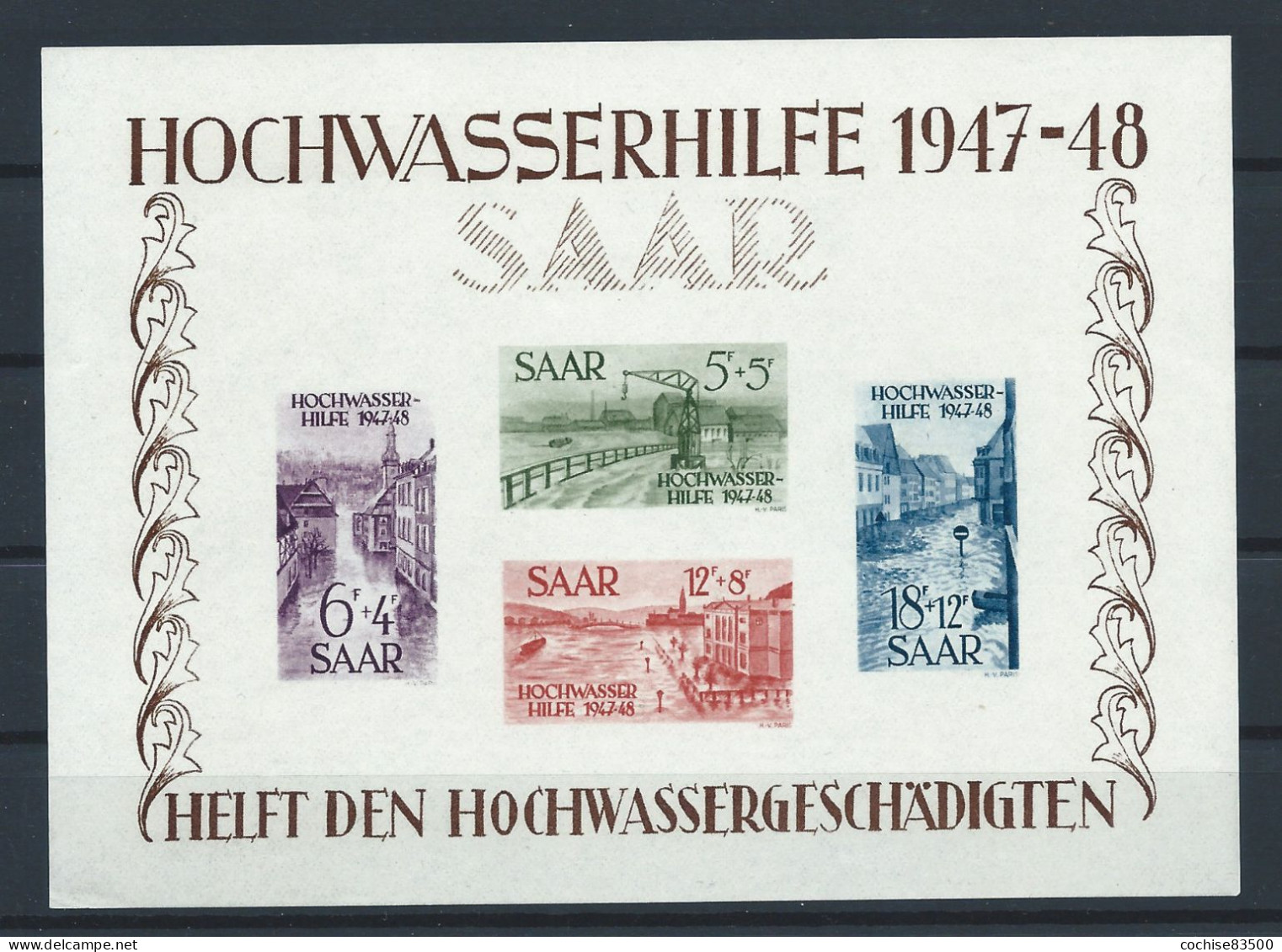 Saar Bloc N°1** (MNH) 1948 - Inondation De Janvier 1947 - Blocs-feuillets