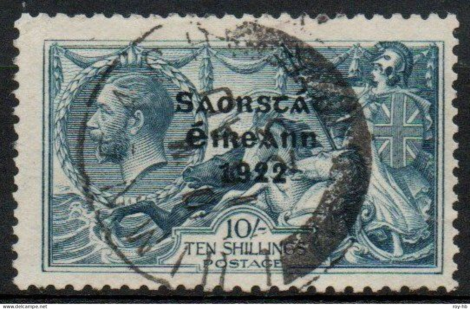 1922 Thom 10/- From The "perfect S" Plate With Runnal's Re-entry From R.6/1, Superb Used. - Usati