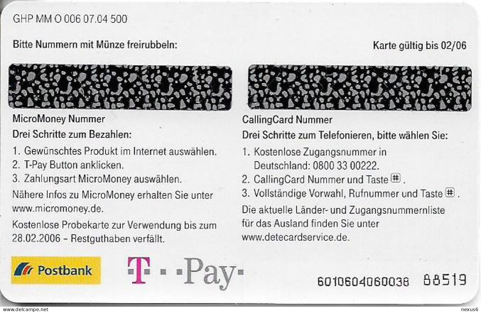 Germany - Micromoney - GHP MM O 006-07.04 - TeleSammler E.V Magazine (Satellite), Exp.02.2006, Rem. Mem. 2€, 500ex, Mint - [3] T-Pay Micro-Money