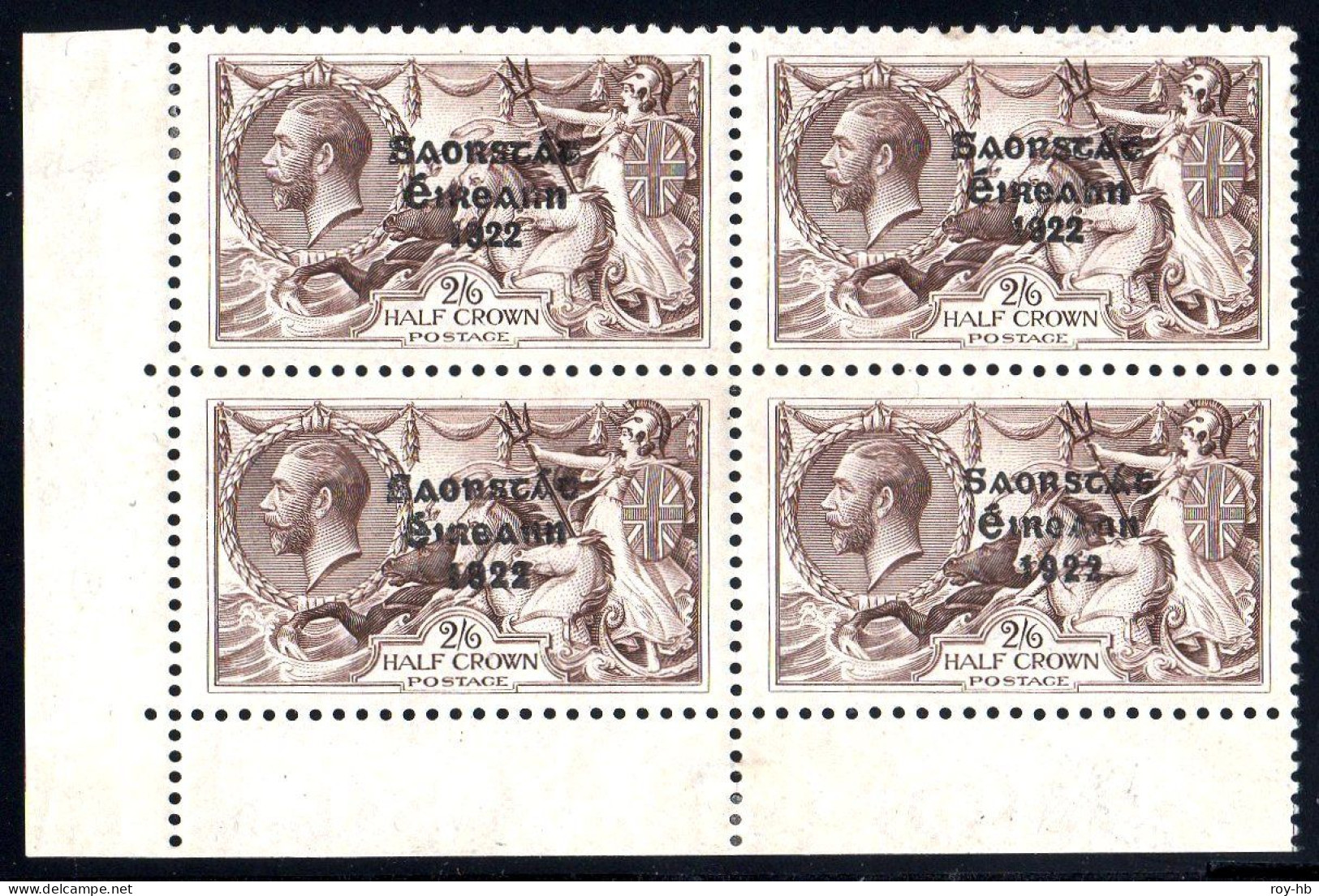 1927-28 Composite 2/6 ABNORMAL SETTING 1, Bottom Left Corner Block Of 4 - Neufs