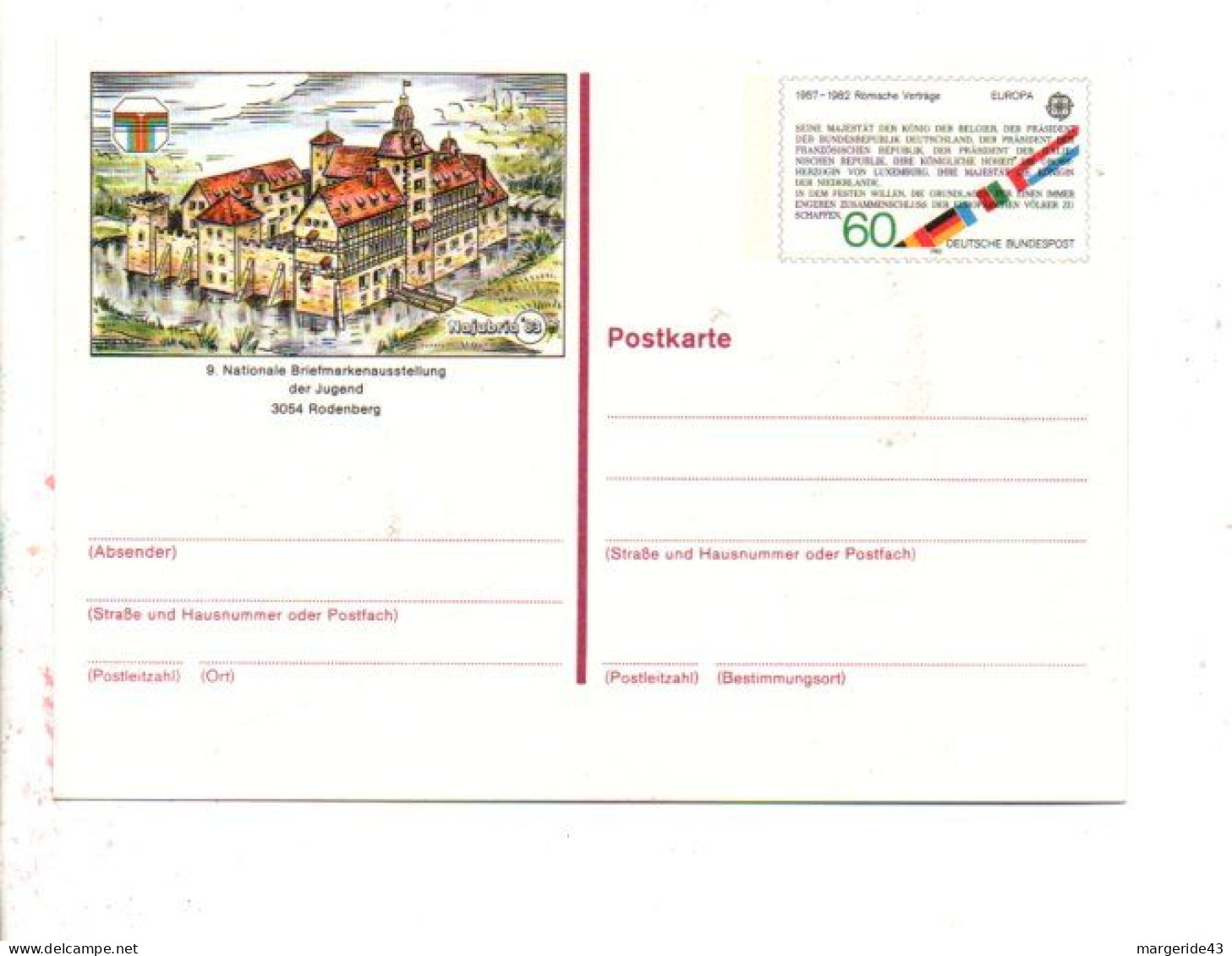 ALLEMAGNE ENTIER CARTE NEUF BRIEFMARKEN RODENBERG NAJUBRIA 83 - Cartes Postales Privées - Neuves