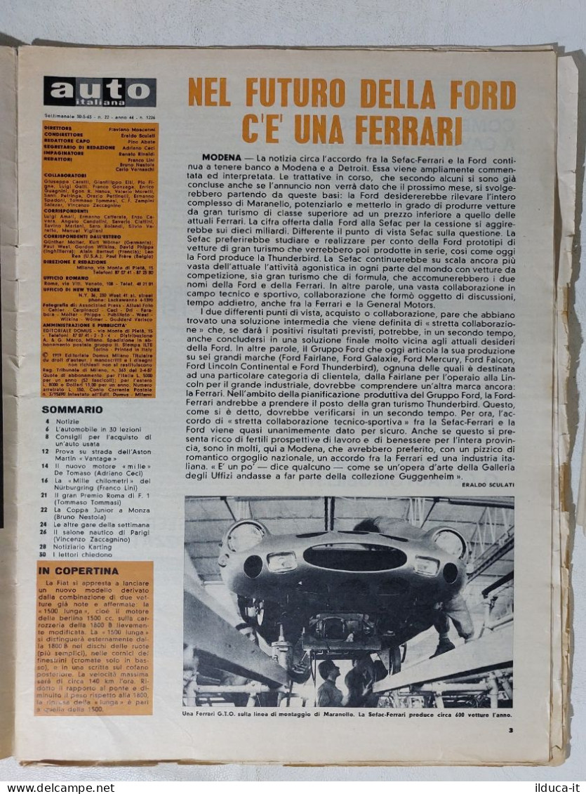 I114851 Auto Italiana A. 44 Nr 22 1963 - FIAT 1500 Lunga - Aston Martin Vantage - Engines