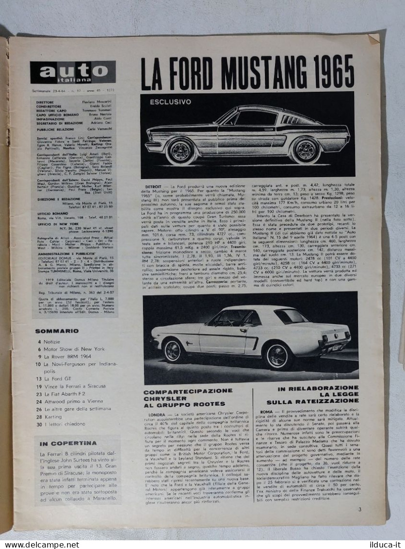 I114858 Auto Italiana A. 45 Nr 17 1964 - FERRARI 8 - Rover BRM - FORD GT - Motores