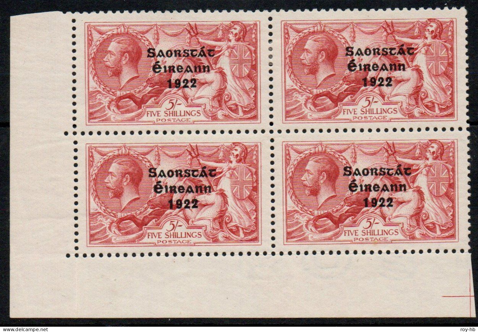 1922 Thom 3-line Set 2/6 To 10/- Set In Bottom Left Corner Blocks Of 4 With "S Over é". - Neufs