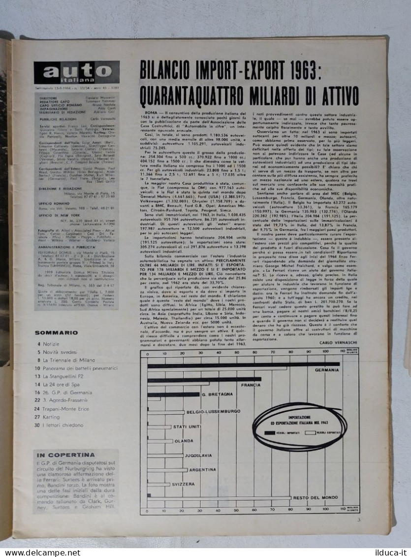 I114873 Auto Italiana A. 45 Nr 33/34 1964 - Dominio Ferrari Nurburgring - Engines