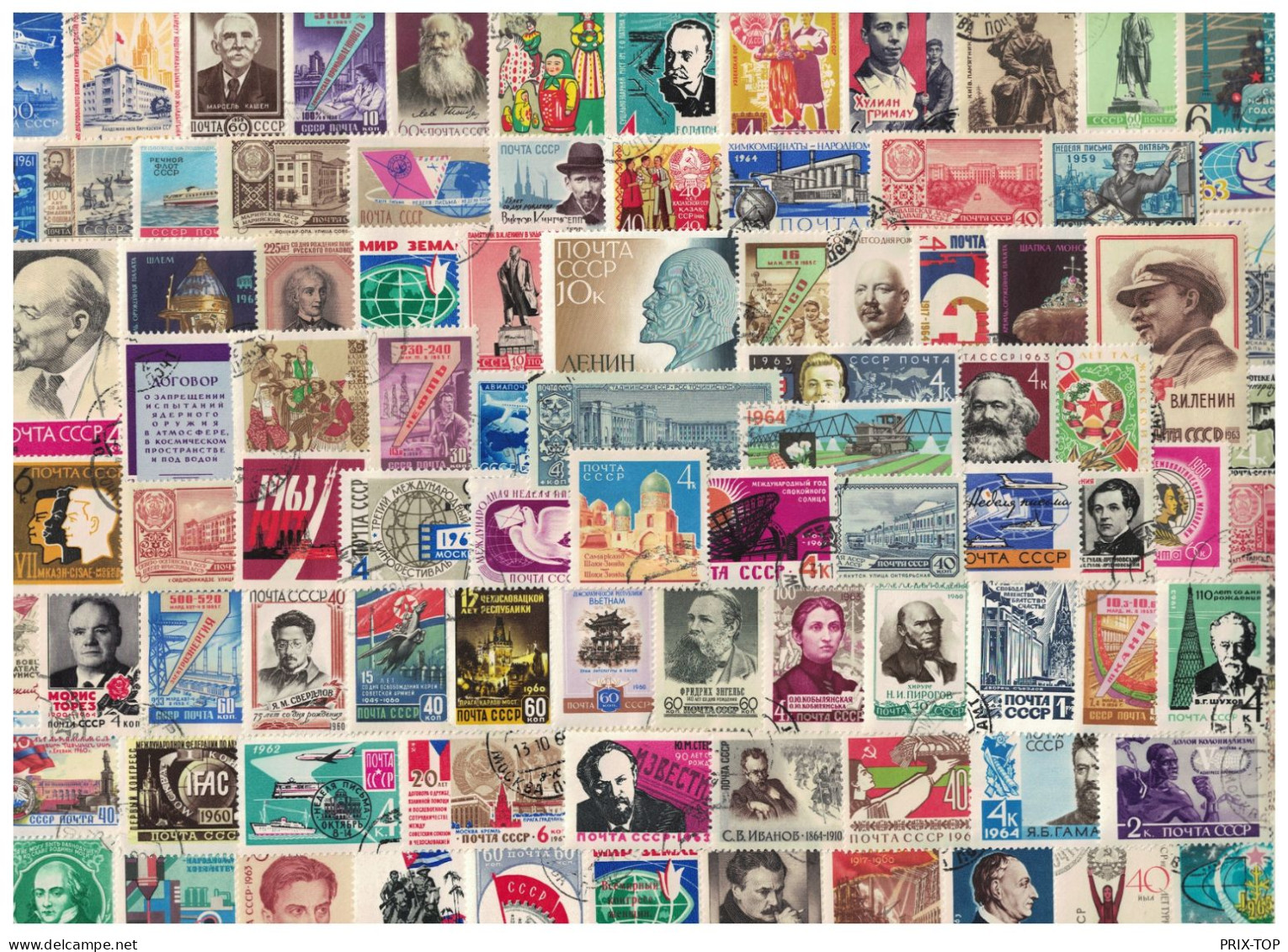 Russia +/- 200 Stamps Canceled Pasted On Paper - Collections