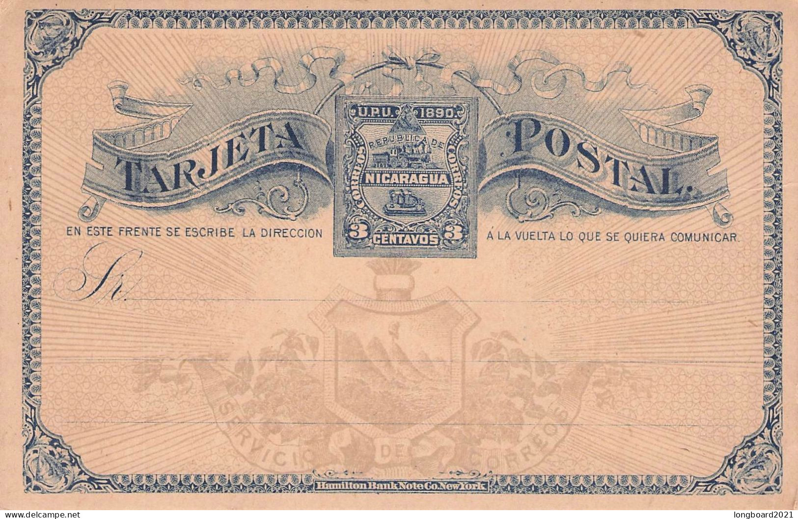 NICARAGUA - TARJETA POSTAL 3C 1890 MNH  /*62 - Nicaragua