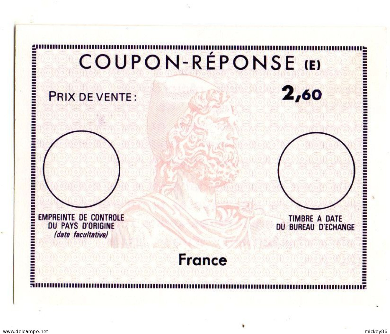 Entier--  Coupon-Réponse Régime E -- FRANCE-- 2,60 Franc -- NEUF -- - Coupons-réponse