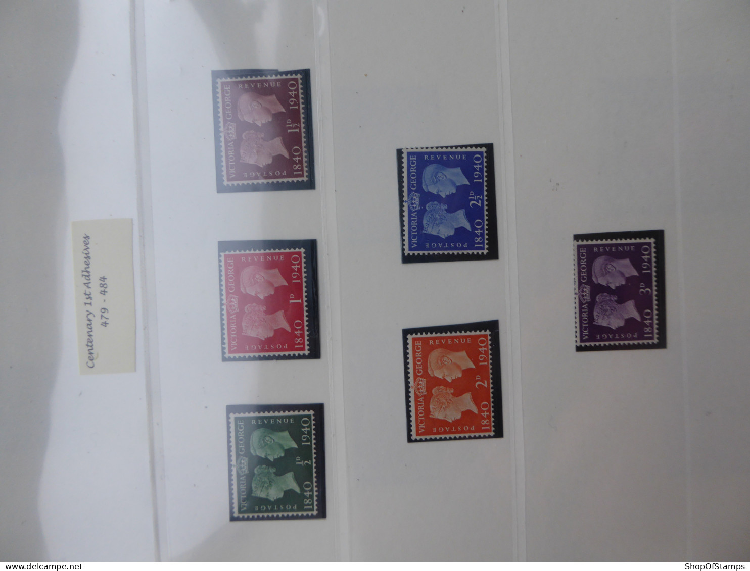 GREAT BRITAIN SG 479-84 CENTENARY OF ADHESIVE STAMPS MINT White Gum - ....-1951 Pre Elizabeth II