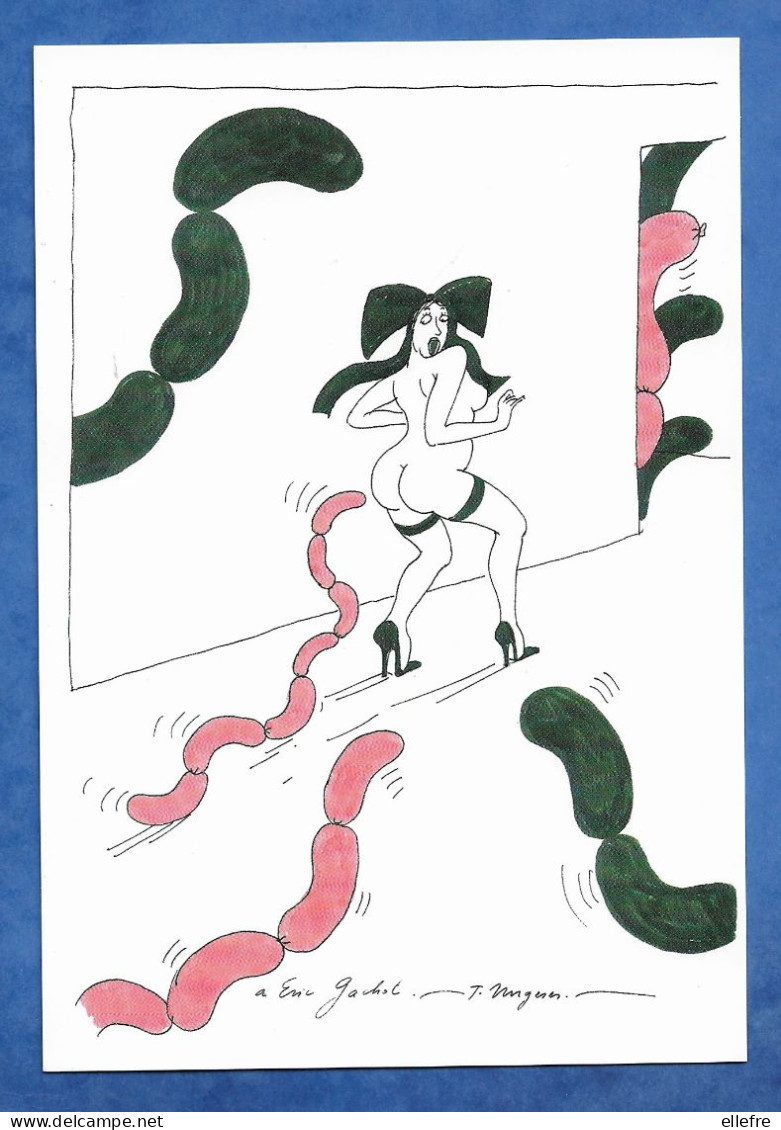 CPM Illustrateur TOMI UNGERER A Eric Gachot à L'occasion De Ses 40 Ans. Humour Grivois Alsacienne Saucisses En Chapelet - Ungerer