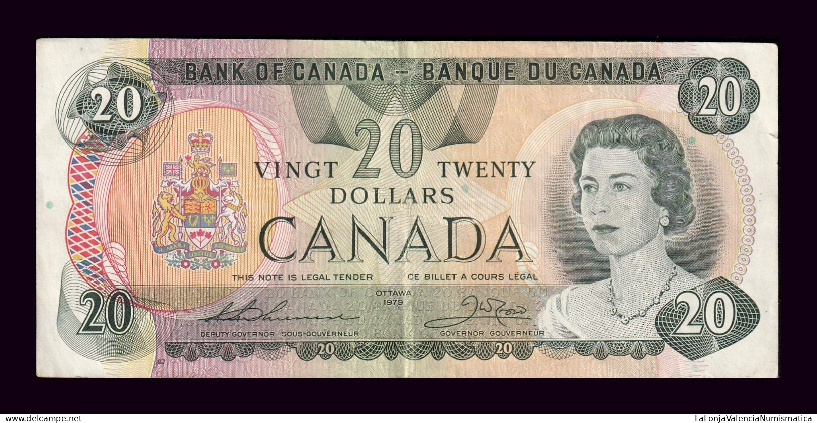 Canada 20 Dollars Elizabeth II 1979 Pick 93c Mbc Vf - Canada